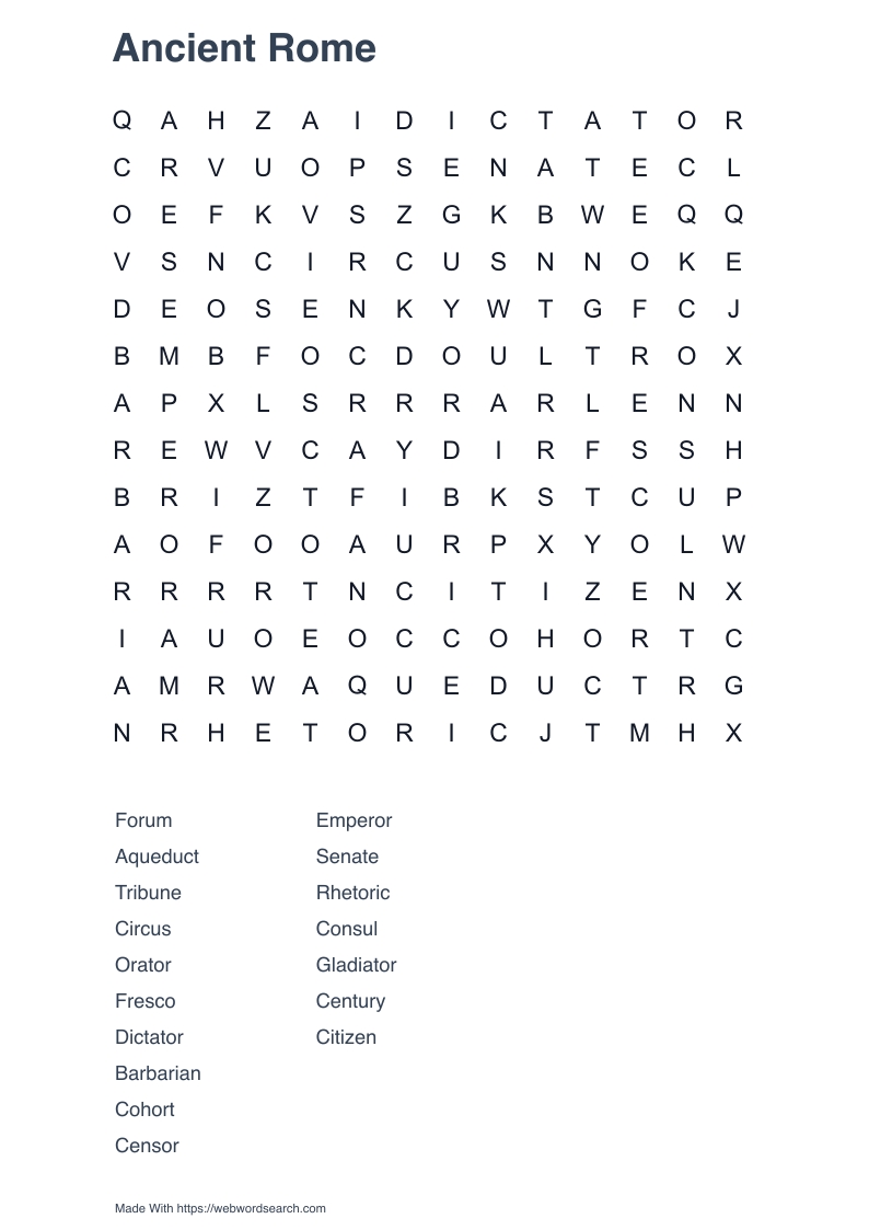 Ancient Rome Word Search