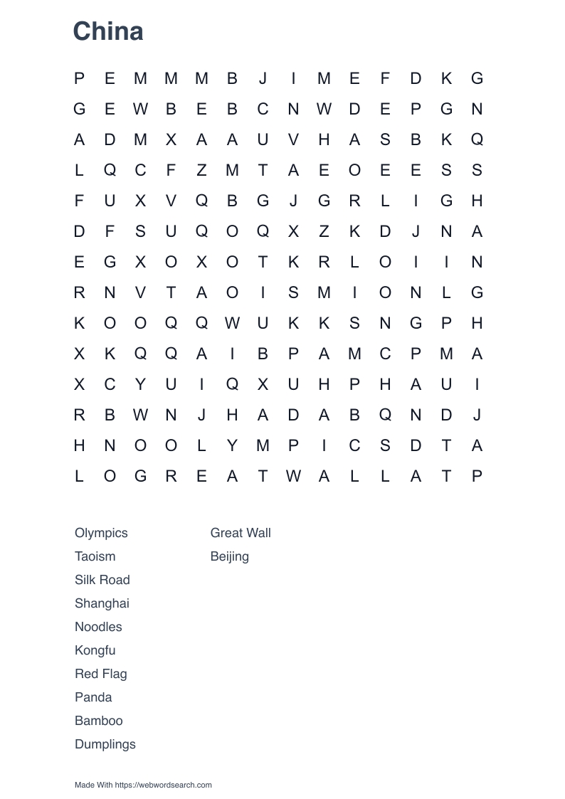 China Word Search