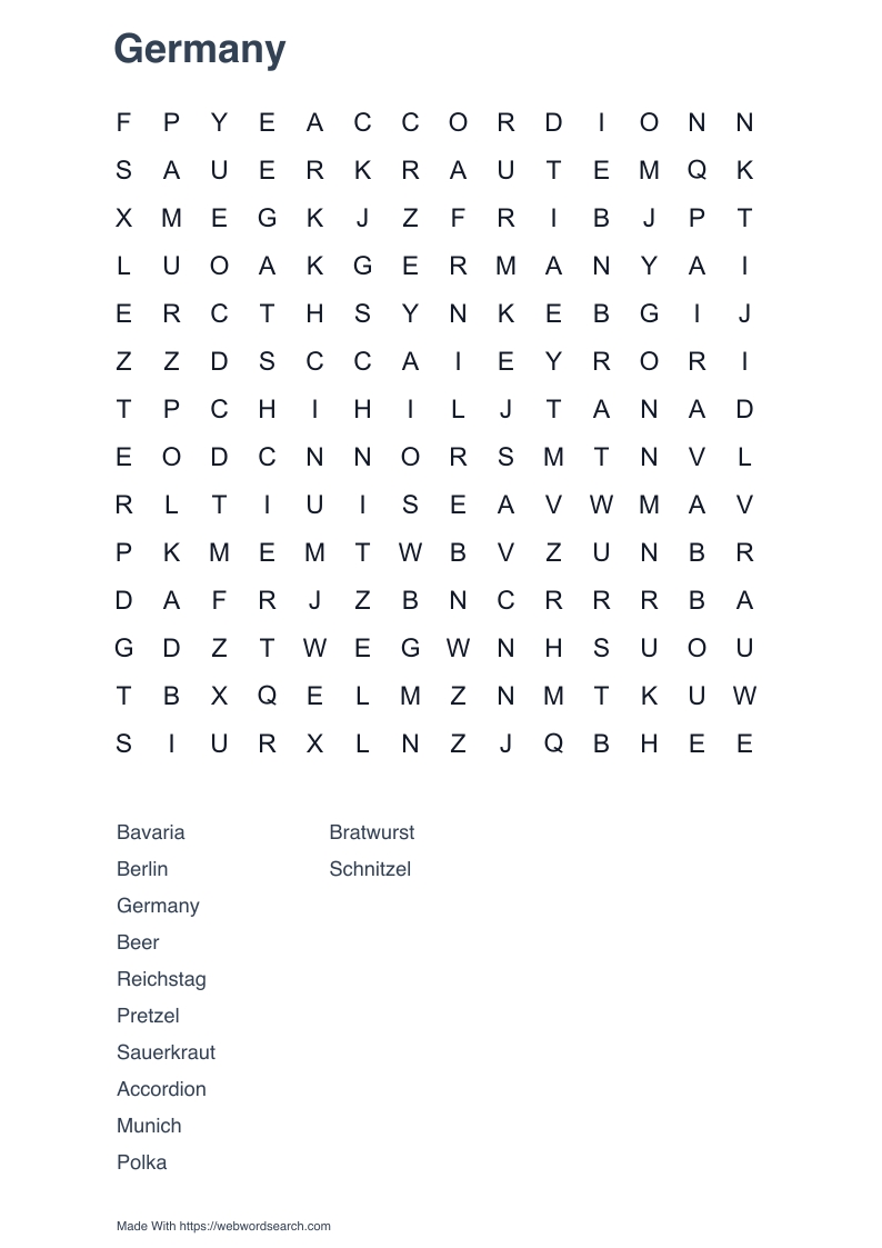 Germany Word Search
