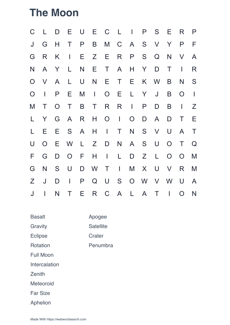 The Moon Word Search